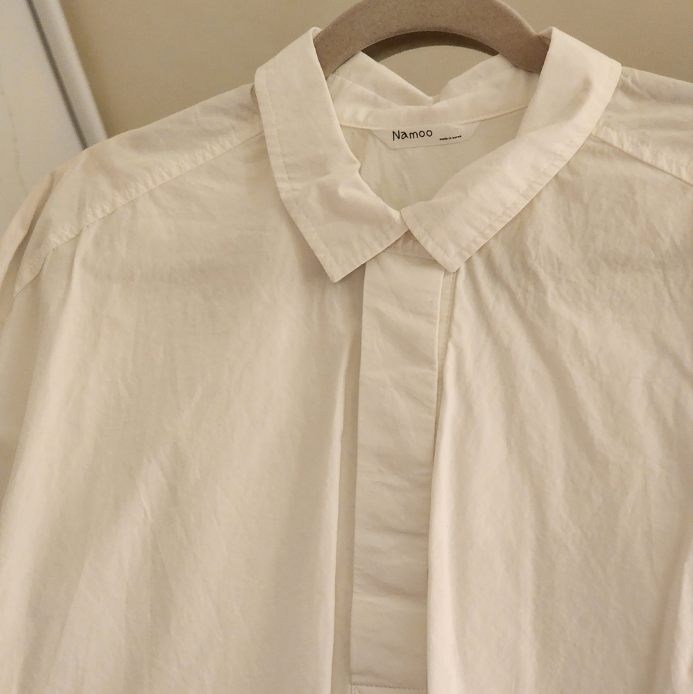 K-Style White Button Up Short Sleeve Top